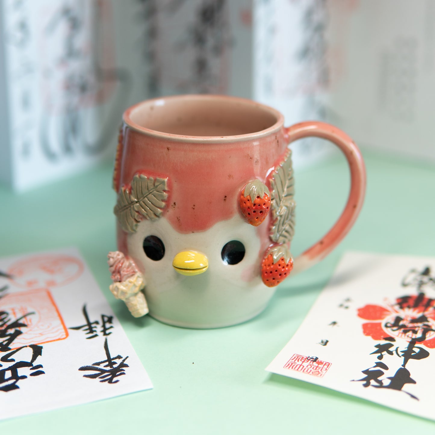 Lait et glace à la fraise - Tasse 450 ml - leger Défaut, prix réduit