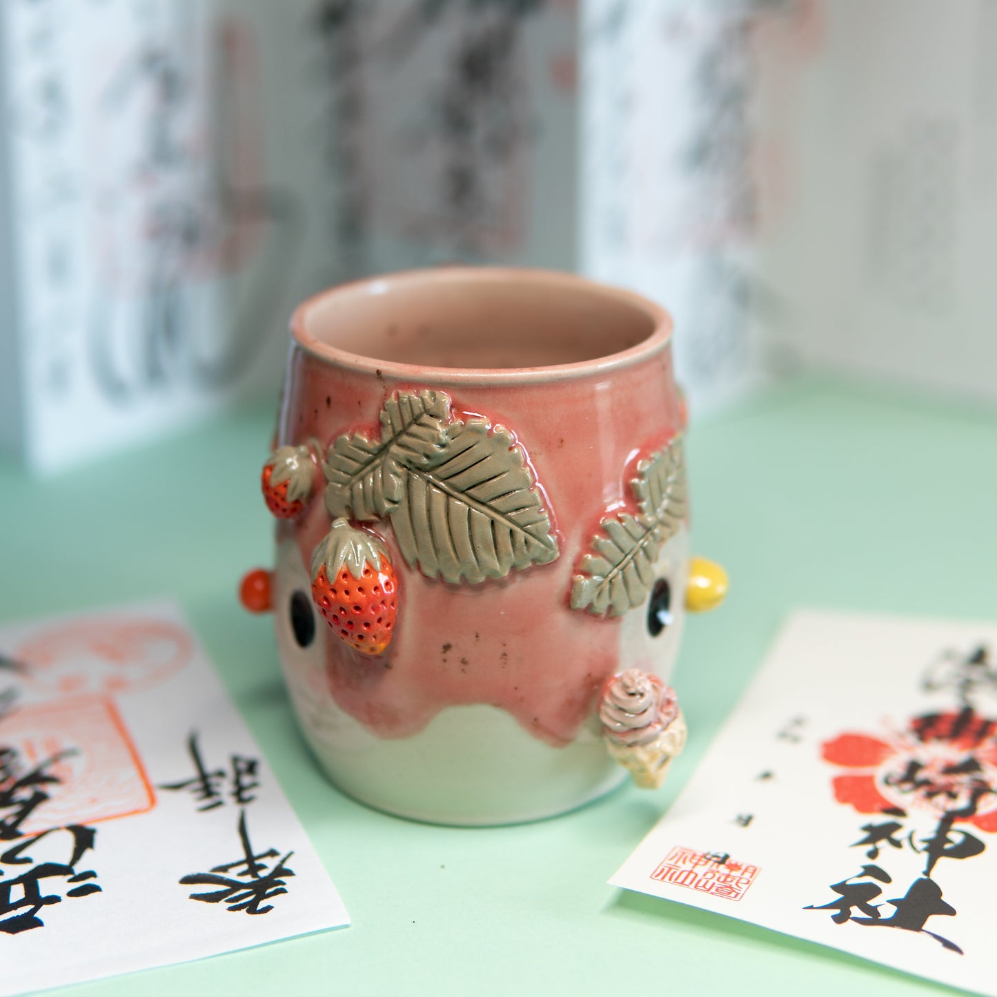 Lait et glace à la fraise - Tasse 450 ml - leger Défaut, prix réduit