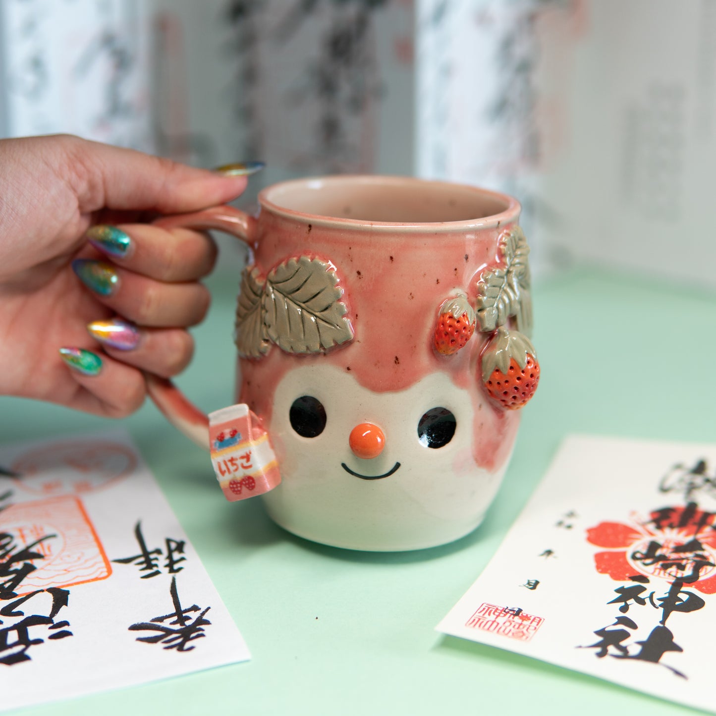 Lait et glace à la fraise - Tasse 450 ml - leger Défaut, prix réduit