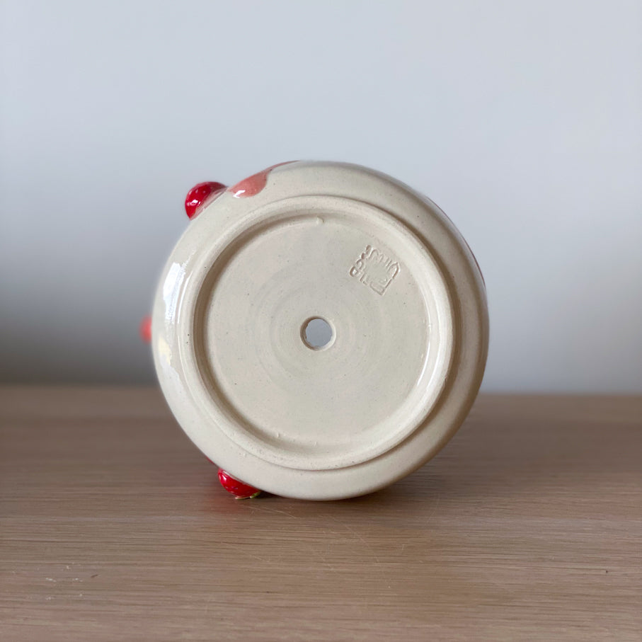 Fraises & Chat malicieux - Petit pot de fleurs