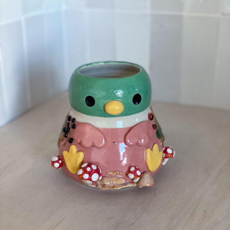 Canard Automnal - Vase non percé - DÉFAUT D'ÉMAIL