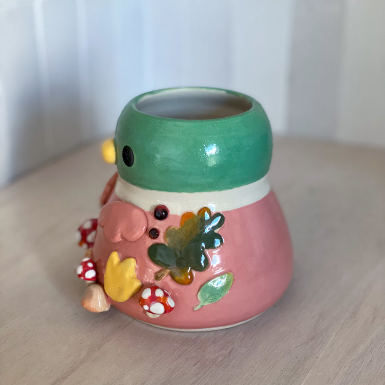 Canard Automnal - Vase non percé - DÉFAUT D'ÉMAIL
