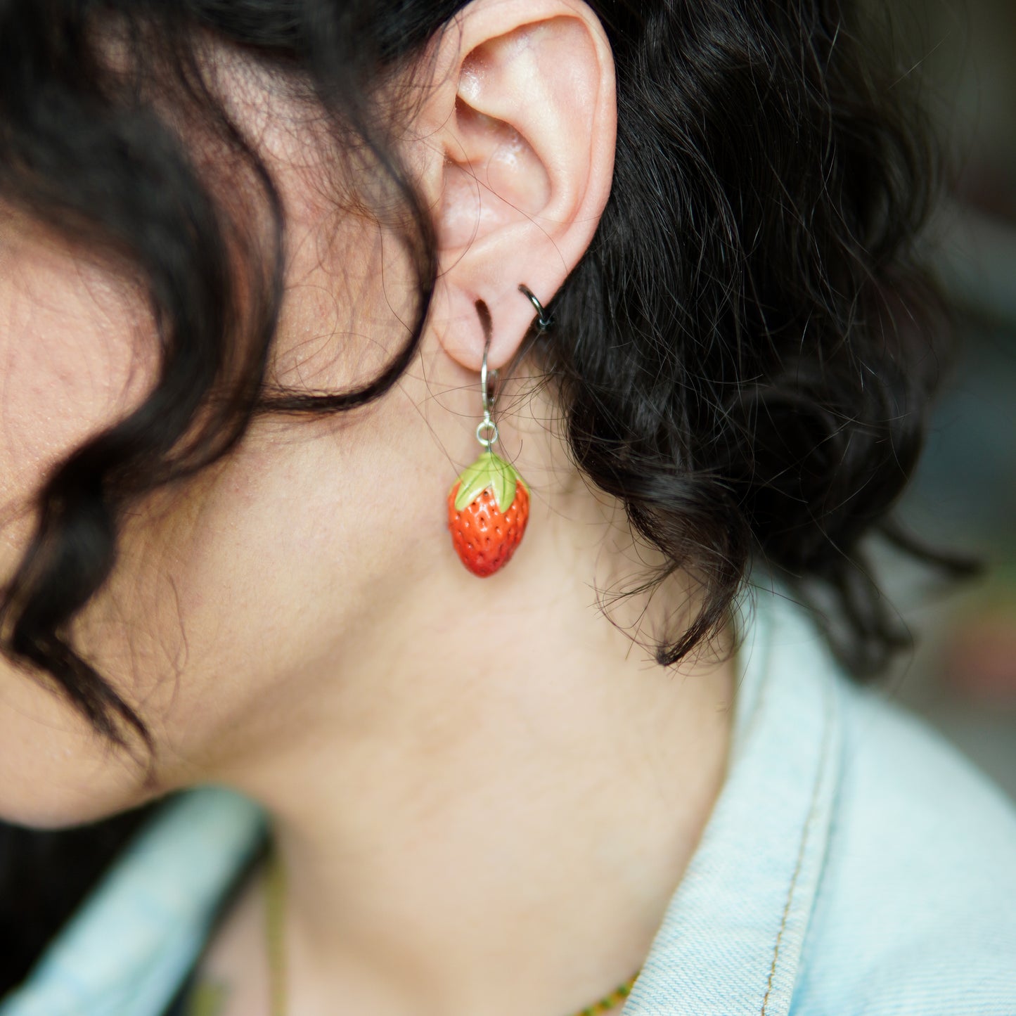 Fraises - boucles d'oreilles céramiques