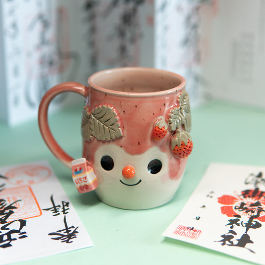 Lait et glace à la fraise - Tasse 450 ml - leger Défaut, prix réduit
