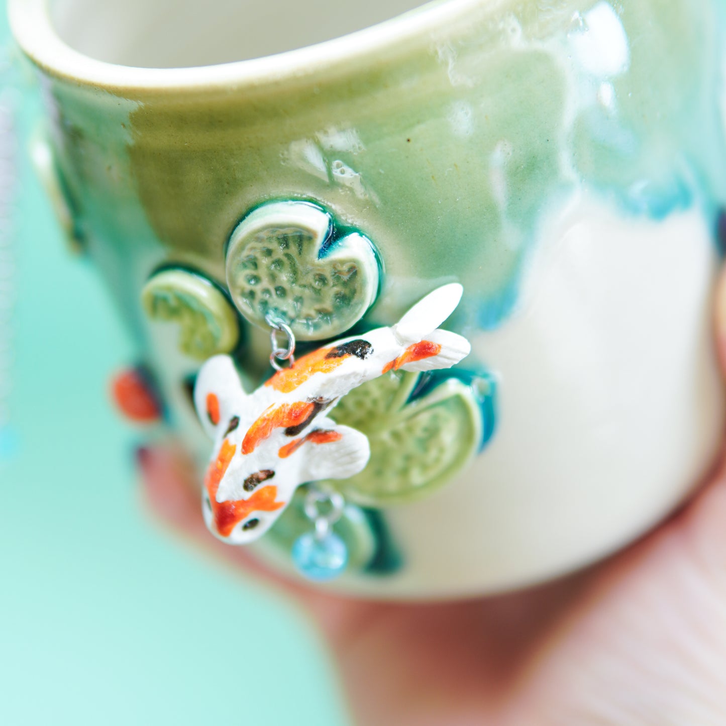 Nenuphar & Koï- Pot (non percé) - Leger defaut sur la carpe Koï