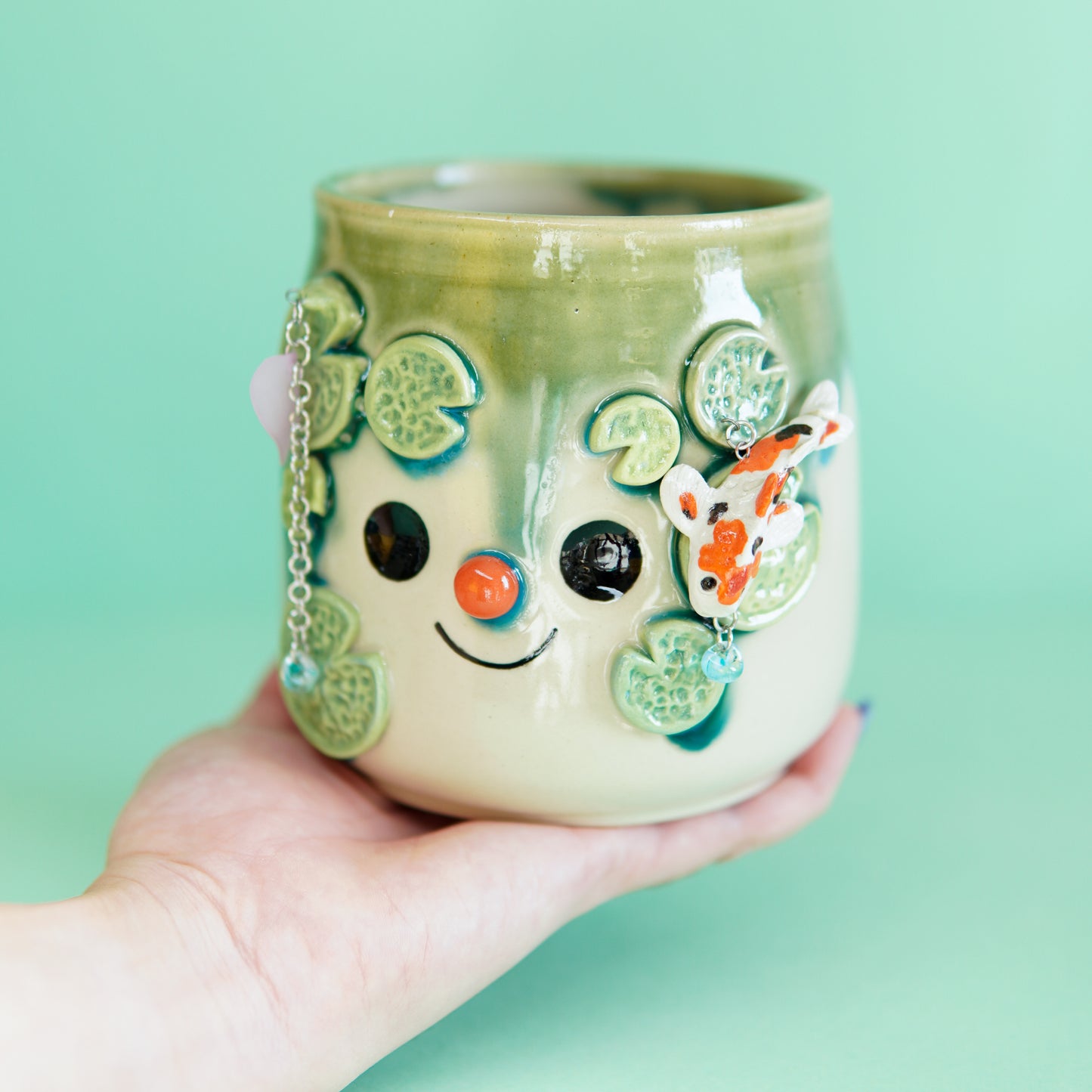 Nenuphar & Koï- Pot (non percé) - Leger defaut sur la carpe Koï